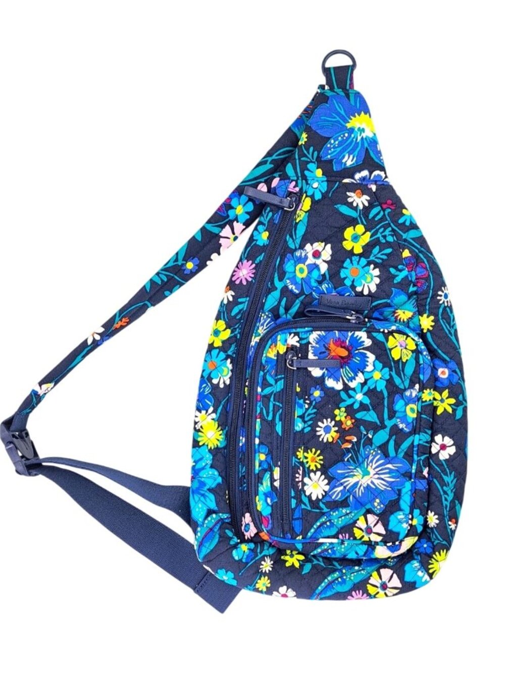 Vera Bradley Floral Sling Backpack Bag Navy Quilted Pockets Moonlight Garden New